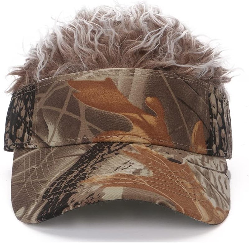 NNBDBVDHS Mens Visor with Hair Fake Hat with Hair for Men Funny Golf Hats Wig Hat Spiked Adjustable Baseball Cap - Image 3